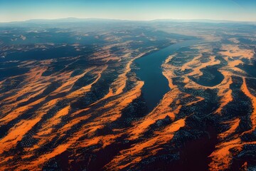 Fototapeta na wymiar Aerial view of mountain range. 