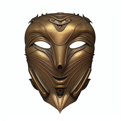 Bronze mask. Digital illustration. Generative AI. Isolated on white.
