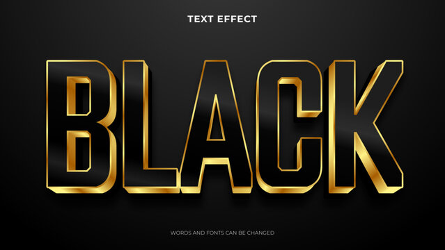 editable 3d style text effect with gold black color