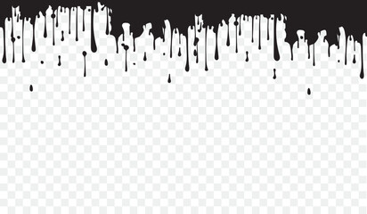 Paint dripping icon. Current drops. Black paint flows. Molten texture isolated on transparent background. Vector illustration EPS 10
