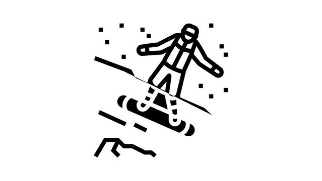 snowboarding extreme sport line icon animation