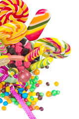 Colorful lollipops isolated on white background