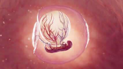 3d rendered medical illustration of an embryo at 3 weeks of gestation - obrazy, fototapety, plakaty