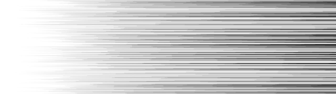 スピード感のある横に流れる黒い効果線 - 速さをイメージするマンガのエフェクト･背景の素材 - ワイド
