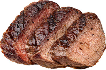 Sliced beef steak isolated
