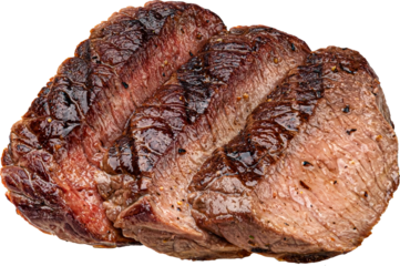 Sliced beef steak isolated