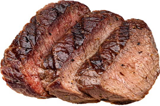 Sliced beef steak isolated