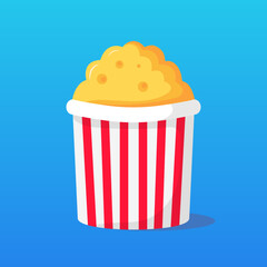 Popcorn Bucket Isolated Icon Food Snack Vector Illustration