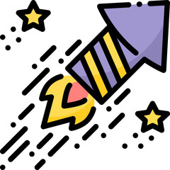 Firework Fired  Party New Year Celebration filled color line icon