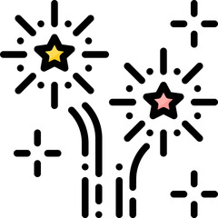 Fireworks Party New Year Celebration filled color line icon
