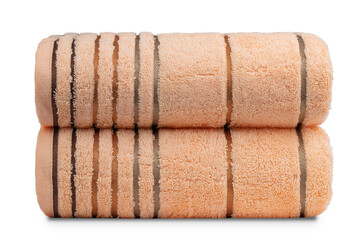 multi-colored Terry cotton bath towels, isolate on a white background