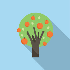 Orange tree icon flat vector. Garden plant. Different bloom