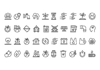 Ecology icon pack with outline style