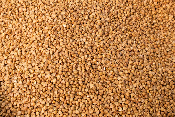 Buckwheat texture background. Natural healthy vegan food, diet concept