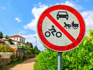 Warning sign countryside village Portugal