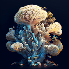 expansion of fungal mycelium, surreal view - obrazy, fototapety, plakaty