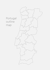Vector map country Portugal divided on regions
