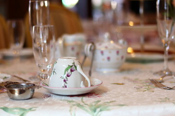 A Victorian tea or coffee cup with a floral design as a painting