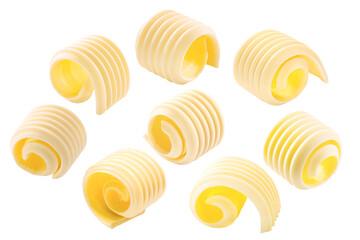 Butter curls rolled up, singles,  isolated png