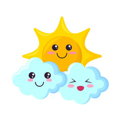 sun and clouds kawaii sky