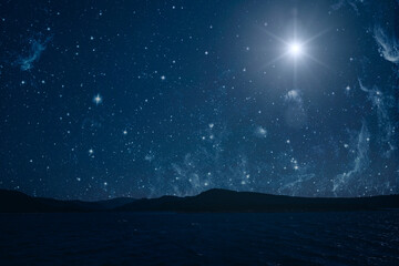 The stars shines on the Christmas Eve of Jesus Christ. © vovan