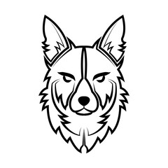 Black and white line art of dog head. Good use for symbol, mascot, icon, avatar, tattoo, T Shirt design, logo or any design