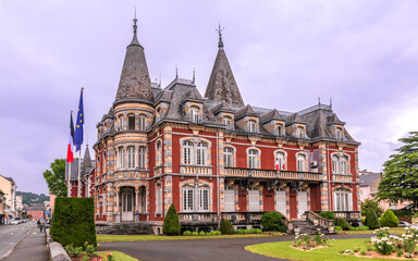 Fototapeta na wymiar Lourdes hotel de ville, the city hall building in the Pyrenees Orientals town in France