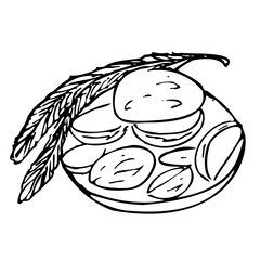 Turkish food, cuisine, sweets tea.Turkish food pastry ,dessert baklava, delight lokum,Traditional Turkish Cuisine, National , Doodle illustraation.
