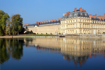 Fontainebleau castle and carp pond in &Icirc;le-De-France region