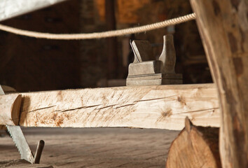 Carpentry workshop, planer ready for action