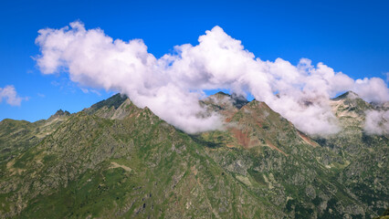 Landscape view at Lac d'Artouste in Pyrenees Orientals mountains  in France 