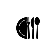 Cutlery logo. Set of fork, knife, spoon icon isolated on white background