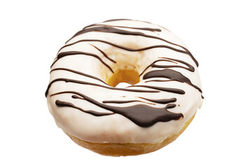 Glazed donut, white frosting doughnut isolated transparency background