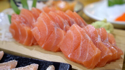 Japanese food sasimi set served on table