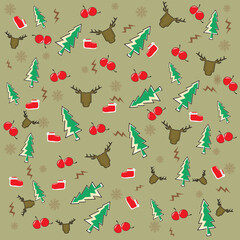Vector Illustration of Christmas icons for  Website, Background, Banner. Christmas paper gift pattern. ornament of Christmas vector  