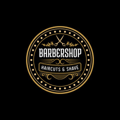 Fototapeta na wymiar Vintage Barbershop Logo Design