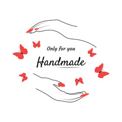Handmade work. Vector illustration for poster, banner, sticker, badge