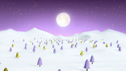 Christmas Moon Night Background 3d Render