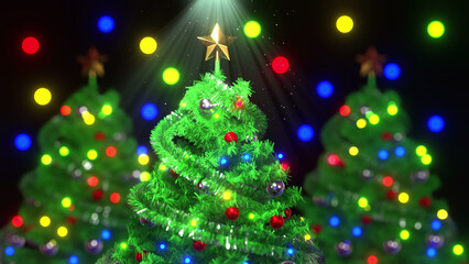 Christmas Tree Lights Colorful Background 3d Render