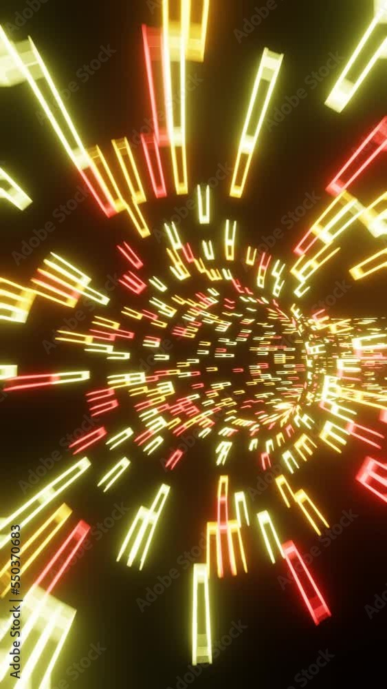 Poster vertical 3d animation of a trippy portal with yellow and red flashing lights