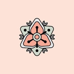 Floral ornament on the pink background