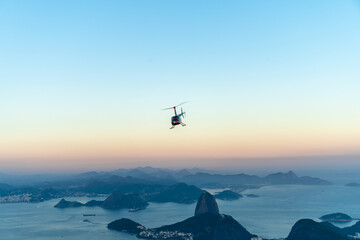 Fototapeta na wymiar helicopter over the brazilian city of rio de janeiro. tourist attraction