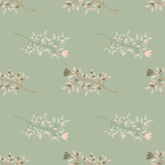 Decorative forest flower endless wallpaper. Hand drawn herbal seamless pattern.