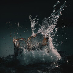 water splash closeup shot with bubbles