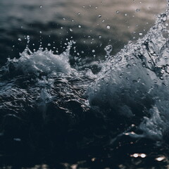 water splash closeup shot with bubbles