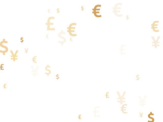 Euro dollar pound yen gold symbols flying currency vector background. Business concept. Currency