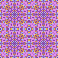 Creative floral geometry seamless vector tile pattern. Abstract flower repeating tiling wallpaper.