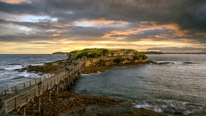 Beautiful view of the Bare Island in the City of Randwick, Sydney, eastern Australia