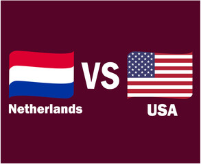 Netherlands And United States Flag Ribbon With Names Symbol Design Europe And North America football Final Vector European And North American Countries Football Teams Illustration