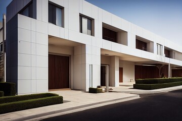 Residential complex entrance, luxury residential area